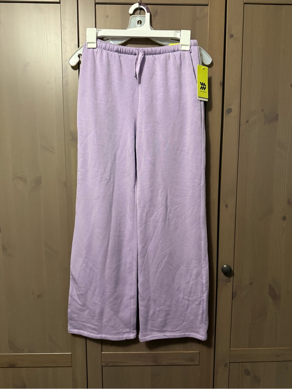 Kids Lavender Wide-Leg Fleece Pants - Soft Elastic Waist, Size L 10/12